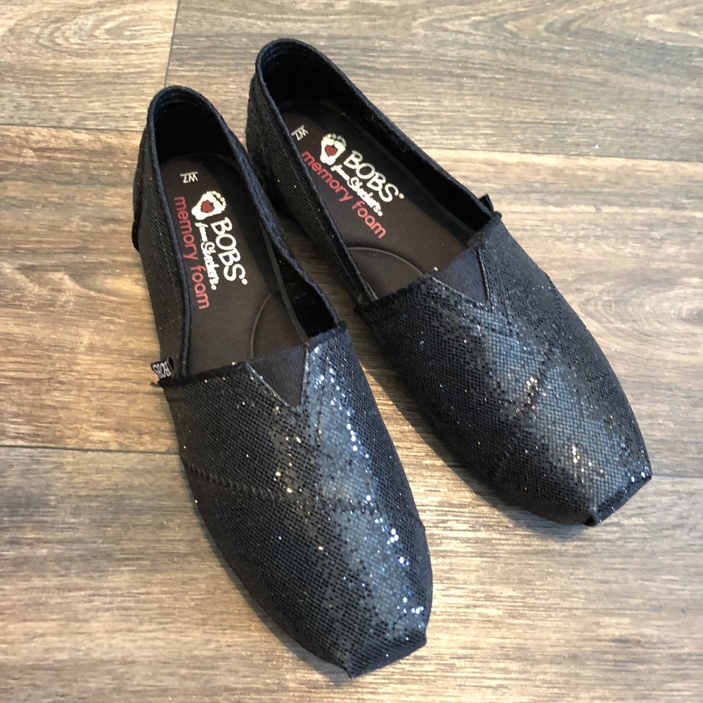 Bobs By Sketchers Friday Night Black 7 BRAND NEW!